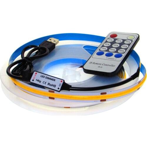 DC 5V FOB COB LED Strip Light For Power USB High Density 320LEDs/m Flexible Tape Diode Soft FCOB USB LED Strip Dimmable Kit