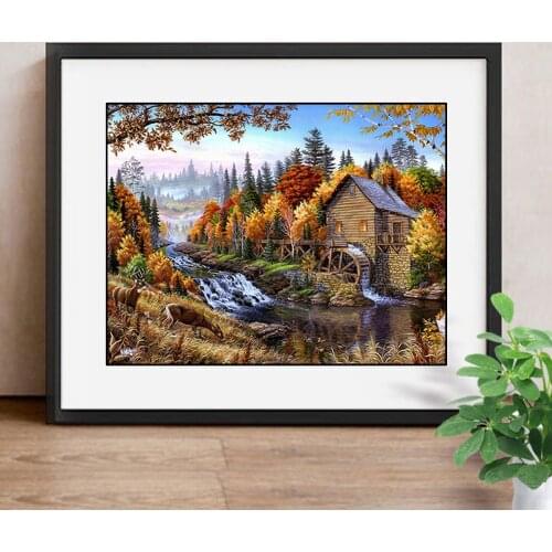 Diamond Embroidery Landscape Patterns Rhinestone Handmade Kits Round Diamond Painting Cross Stitch Mosaic Home Decoration