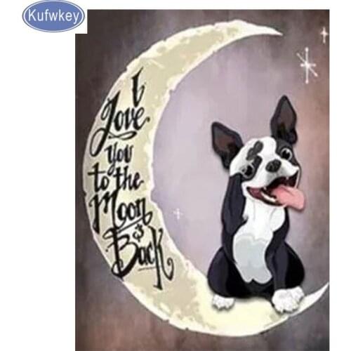 5D New Crystal Crafts Diamond Painting Mosaic Icons moon and dog 3D Square diy Diamond Embroidery Pattern animal wall art