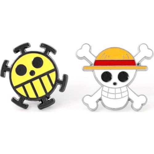 Anime One Piece Badge Luffy Trafalgar Law Logo Cosplay Costume Accessories Fashion Metal Brooch