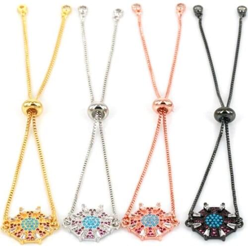 DANKAISHI Jewelry Flower Design Cubic Zirconia Crystal CZ Zircon Fashion Bracelet Adjustable for Women DIY Jewelry