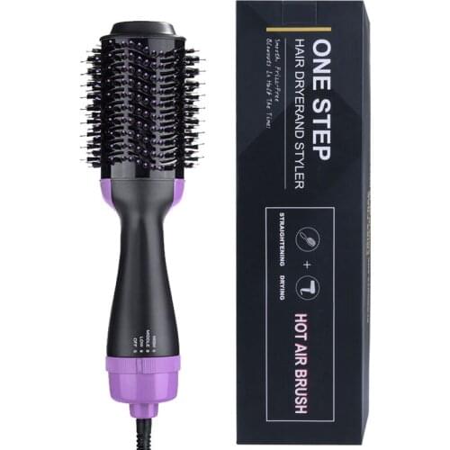Dropshipping 2 IN 1 One Step Hair Dryer Hot Air Brush Hair Straightener Curler Comb Roller Electric Ion Blow Dryer Brush