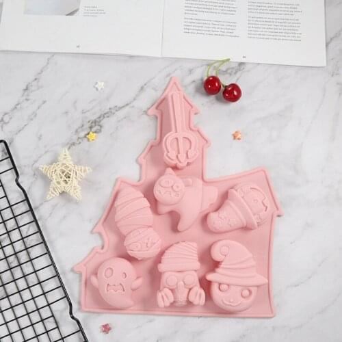 Halloween Ghost Castle Cake Baking Mold DIY Pumpkin Silicone Model Chocolate Ice Tray Cartoon Shape Kitchen Bar Accessories