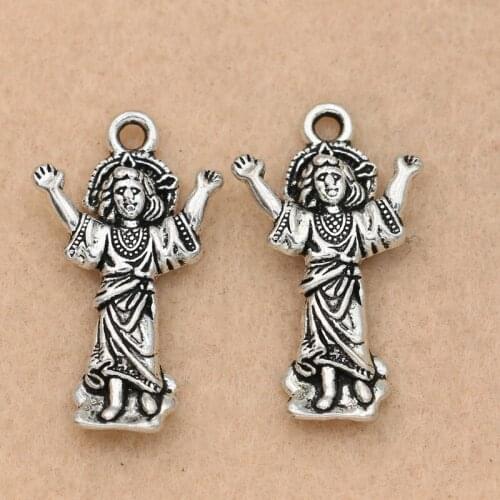 KJjewel Antique Silver Plated Holy Charms Pendants Jewelry Accessories DIY Jewelry Making Bracelet 30x17mm