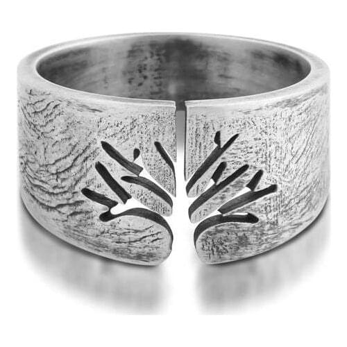 Personality Silver Color Hollow Tree Rings for Women Mens Vintage Finger Ring Anniversary Ring Party Jewelry Accessories