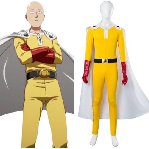 One-Punch Man Cosplay Saitama Costume Jumpsuit Cloak Gloves Japanese Anime Superhero Outfit Adult Carnival Costume Custom