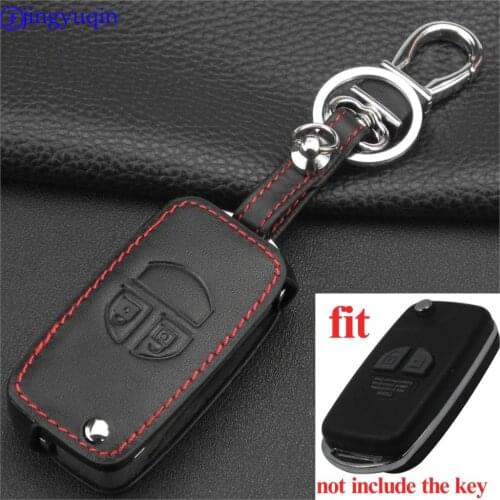 Jingyuqin Leather Car Key Case Cover For Suzuki Swift Grage Vitara Alto 2 Buttons Flip Car Key Case Upgrade Remote Key