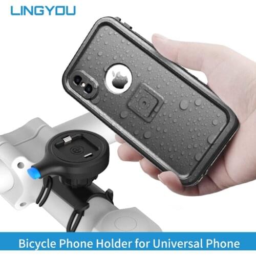 LINGYOU Bicycle Motorcycle Phone Holder Bike Aluminum Mount for Universal 3.5-6.2 inch Smart phone Support GPS Mount Bracket