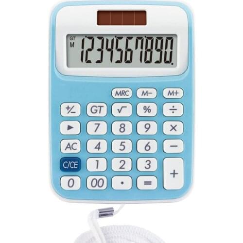 10 digits display solar mini calculator, dual power calculator, easy to carry with rope suitable for Student Exam Calculator