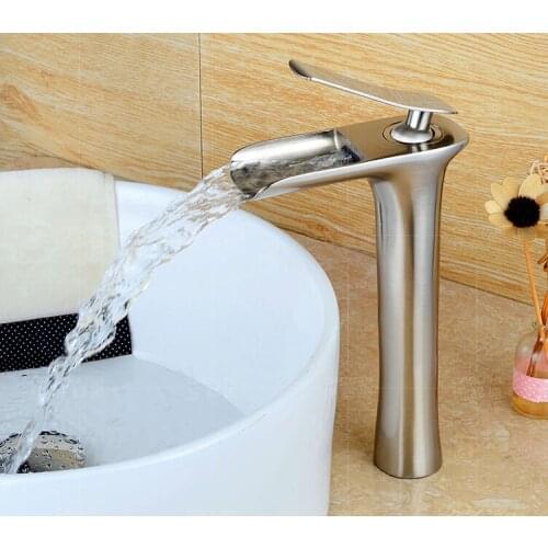 Fashion high quality brass material unique design hot and cold single lever bathroom waterfall basin faucet sink mixer