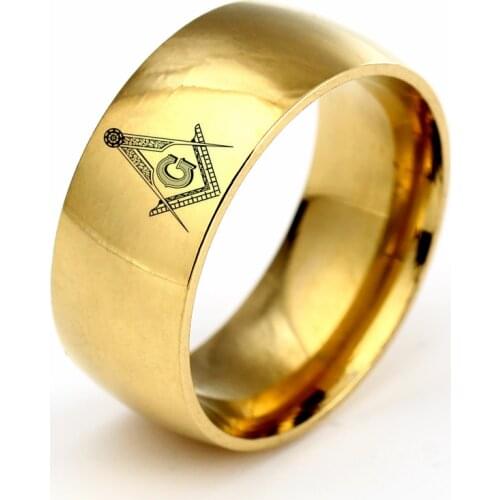 MOREDEAR 8MM Freemasons Ring Symbal Logo Sign Black Fashion Titanium Steel Jewelry Cosplay Women