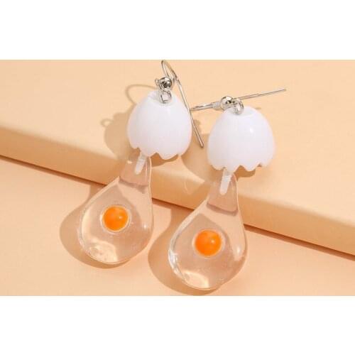 2021 New Unusual Egg Resin Earrings for Women Fashion Funny Geometry Pendants Earring Creative Beautiful Fun Jewelry For Girls