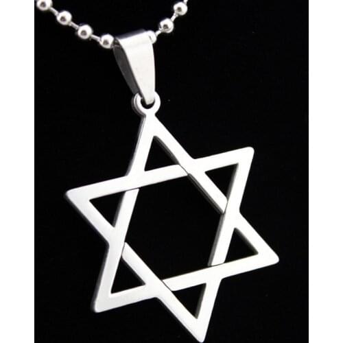 Hot Sale Silver Color Stainless Steel Star of David Necklace Pendant Jewish Magen David Hexagram Necklace for Unisex Jewelry