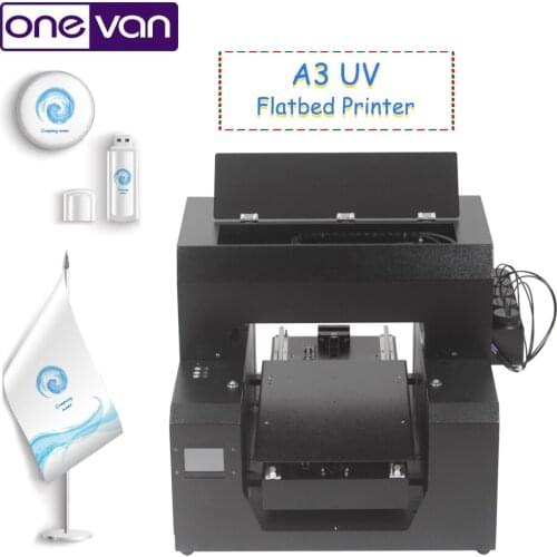 Fully automatic A3 UV printer for bottle PVC mobile phone case T-shirt acrylic metal plane and emboss printing