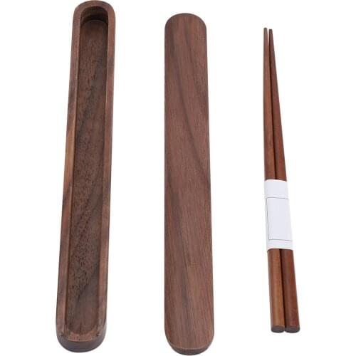 Portable Eco-Friendly Wooden Reusable Chopsticks Natural Bamboo Wood Sushi Food Stick Chopsticks With Chopsticks Storage Case