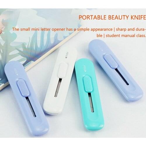 Mini Portable Utility Knife Self-Retracting Safety Knife, SK5 Blade, Student DIY Paper Box Cutter Office Stationery Supplies
