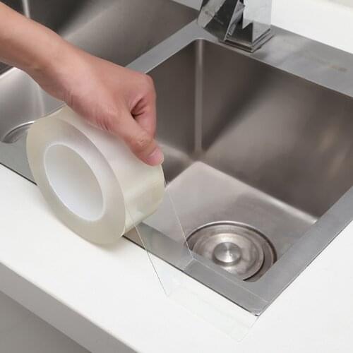 Kitchen Sink Waterproof Mildew Strong adhesive tape Bathroom Toilet Crevice Strip Transparent Self-adhesive Pool Water Seal