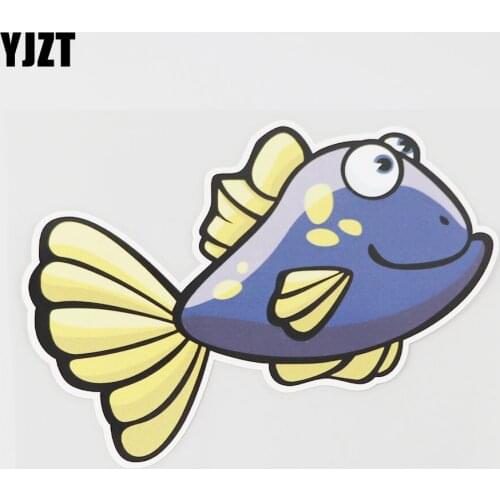 YJZT 14.8CMX10.9CM Cartoon Fish Car Sticker Marine Organism Pvc Decal Decorate 6A-0272