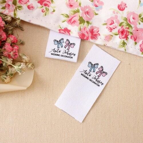 Custom Fabric Labels, 100% Cotton, Colorfast, Washable, Uncut, for Handmade Items, Crafts and Gifts, Fold tags (MD1115)