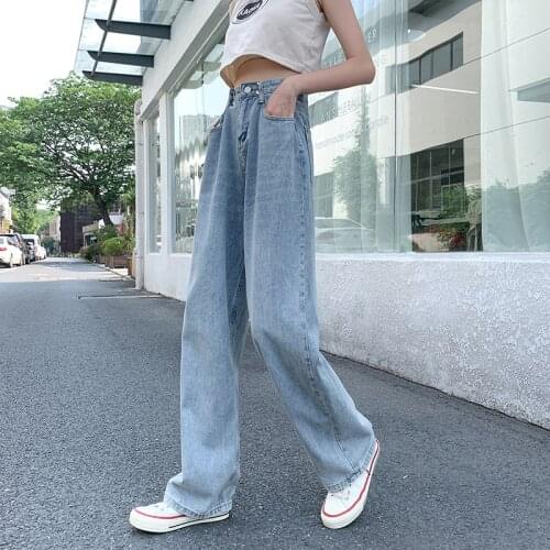 Wide Leg jeans Women Denim Casual Versatile Fashion Ladie Denim long Pants Vintage High Waist Jeans Harem temperament trousers