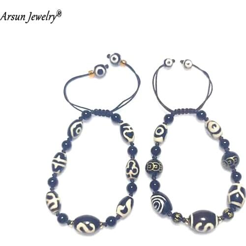 Hand-woven Ladies Amulet Bracelet Agate DZI Beads Money hook Totem pattern Adjustable bracelet Free Shipping