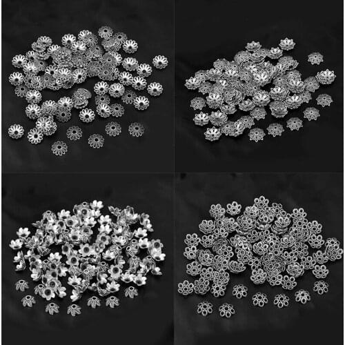 10pcs Antique Silver Color Flower Torus Shape Tibetan Beads Cap Handmade Bracelet Earrings Jewelry Making DIY Accessories
