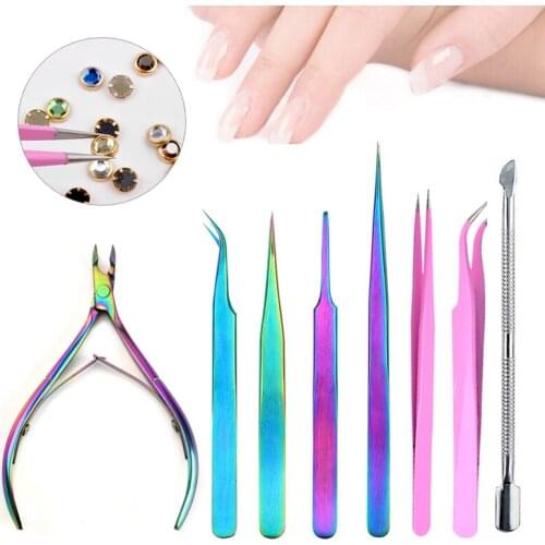 2Pcs/Set Nail Cuticle Nippers Scissors Stainless Steel Dead Skin Pusher Remover Nail Tweezer Nail Art Manicure Pedicure Tool Kit