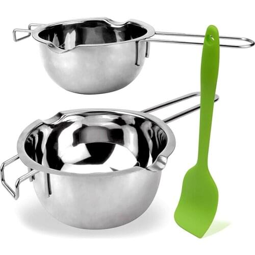 2 Pack Double Boiler Melting Pot with Silicone Spatula for Butter for Chocolate Candy Butter Cheese (400ML and 600 ML)