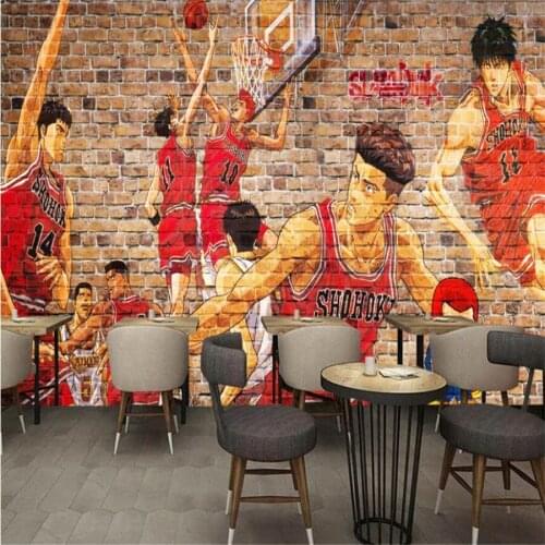 Milofi custom 3D wallpaper mural retro nostalgic personality graffiti wallpaper street basketball bar KTV restaurant background