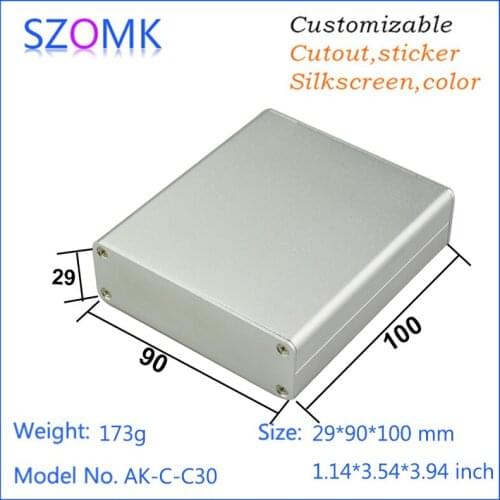 4 pcs, 29*90*100mm szomk aluminum box for electronic project outlet boxes silvery electronics diy aluminum project case