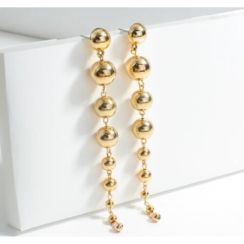 AENSOA Vintage Punk Unusual Multilayered Balls Long Hanging Earrings Fashion Acrylic Resin Gold Color Plated Pendant Earrings