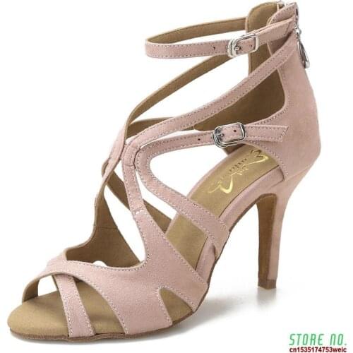 Ailove Ballroom Salsa Latin Swing Dance Shoes Women Wedding Party Sandals Rubber Sole and Suede Sole Available Heels ALS005
