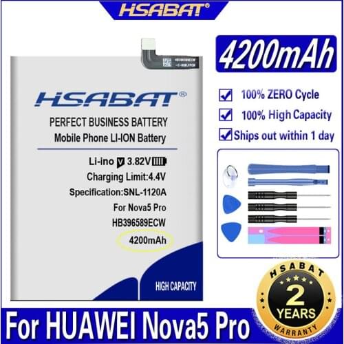 HSABAT HB396589ECW 4200mAh Mobile Phone Battery for HUAWEI nova5 nova5pro nova 5 pro SEA-AL00 Batteries