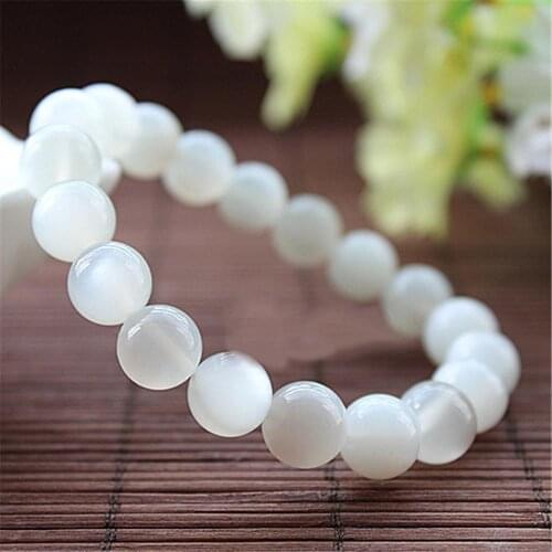 Top Natural White Light Moonstone Bracelet Jewelry For Woman Man Crystal Round Beads Gemstone Stretch 7mm 8mm 9mm 10mm 11mm 12mm