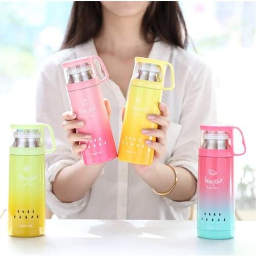 COLORFUL 2019 Fruittea Thermos Thermo Mug Vacuum Cup Thermal Thermos Mug 350ML Insulated Tumbler Travel Cups Thermocup Mugs