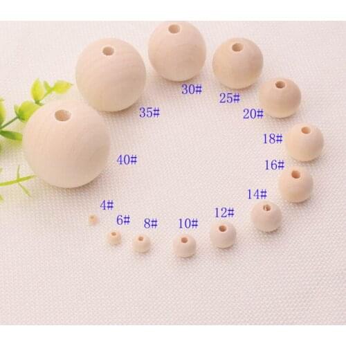 4-40mm Wooden Beads Natural Color Loose Round perle en bois Accessories For Jewelry Making DIY Garement