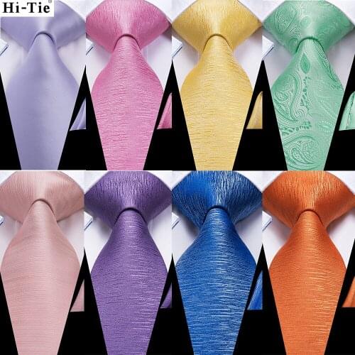 Hi-Tie 8.5cm Mint Green Pink Solid Paisley 100% Silk Mens Business Tie Neck Tie for Men Formal Luxury Wedding Necktie Gravatas