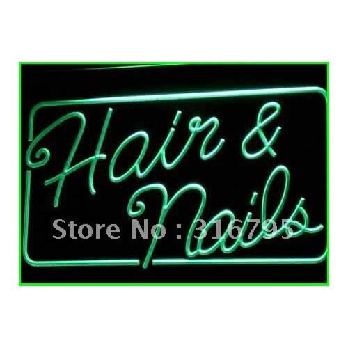 I322 OPEN Hair & Nails Beauty Salon LED Neon Light Light Signs On/Off Switch 20+ Colors 5 Sizes