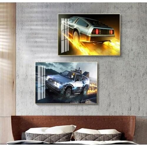 Painting Vintage Pictures Home Decor quadro cuadros Back to the Future Movie Classic Cool Car Poster And Prints Wall Art Canvas
