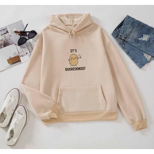 Kawaii Clothes Potato Print Funny Hoodies Women Harajuku Hoodie Sweatshirts Loose Streetwear Warm Winter Graphic Top Female