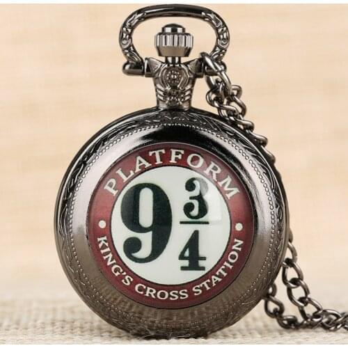 Classic Pocket Watch Kings Cross Station Platform 9 3/4 Design Quartz Pocket Watches Retro Pendant Clock Men Women Kids Gifts