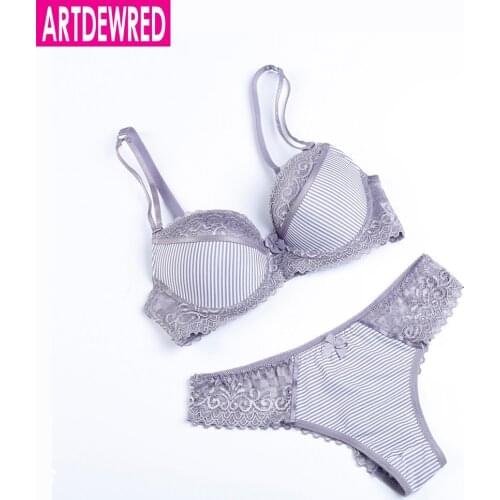 ARTDEWRED Sexy Lace Bra Set Striped Bra and Panty Set Lingerie Underwear Plus size Intimates ensemble soutien gorge For Women