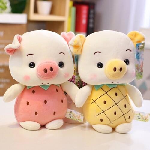 Pineapple Strawberry Doll Cute Piggy Stuffed Soft Pillow Fruit Print Plush Animal Toys For Girls Birthday Gift Kawaii Room Decor