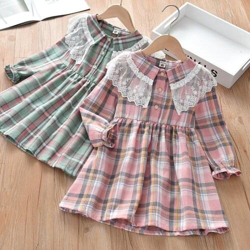Fashion Plaid Summer Dress 2021 Girls Dress Girls Party Long Sleeve Prom Dress For Girls Children Clothing Vestidos 3-10 Age