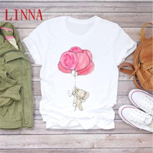 Cartoon woman love short sleeve cute fashion summer clothes t-shirt t-shirt graphics t-shirt woman t-shirt
