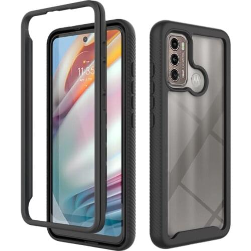 Soft TPU Bumper Dual-Layer Armor Shockproof Case For Motorola Moto G60 Hard Plastic Transparent Acrylic Protective Back Cover