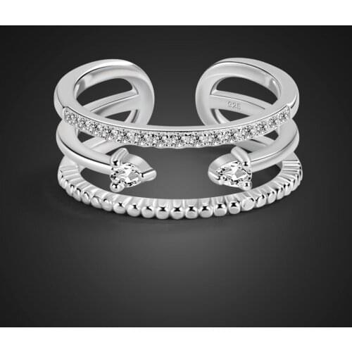 New Fashion 100% 925 Sterling Silver Adjust Rings For Women Party Elegant Luxury Jewelry Personality Double Ring High Quality