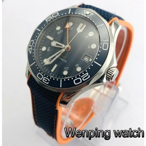 Bliger new 41mm mens top watch sapphire glass ceramics bezel sterile dial GMT date luminous rubber strap automatic watches