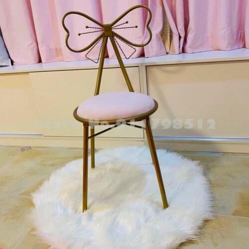 New modern minimalist backrest princess nail art makeup chair ins bowknot net red girl heart dressing table stool