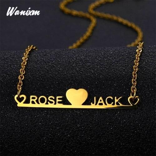 Personalized Custom Name Pendant Necklace Customized Couple Name Jewelry Heart Nameplate Necklace Collar Choker Birthday Gift